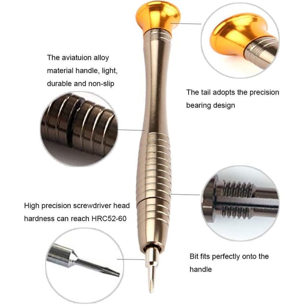 Magnetic Precision Screwdriver Set for Electronics, Portable Design, Smooth Back Rotation, Ergonomic Grip, 360 Degree Rotating Handle High