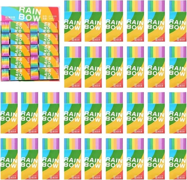 2B Mini Rainbow Eraser 30-pack