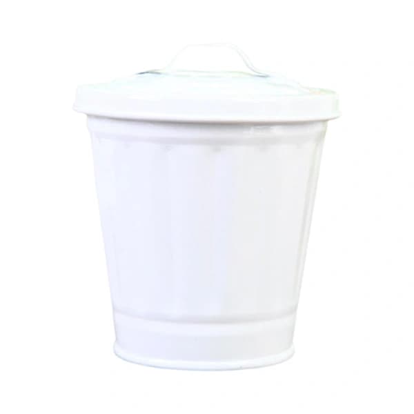 Desktop Waste Bin with Lid, Bucket Shape, Leak-Proof, Large Opening, Trash Can BY White One Size