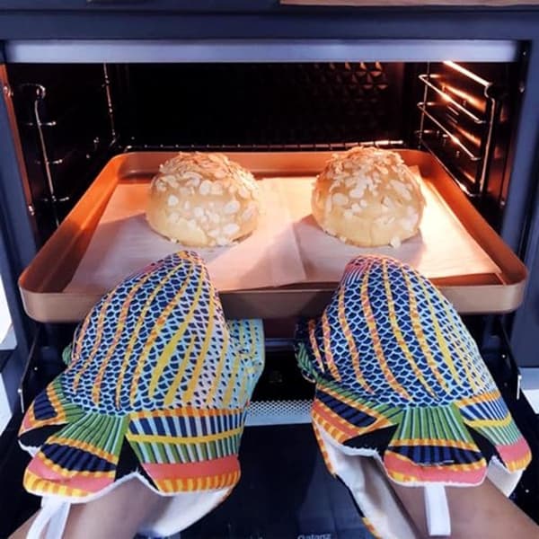 Fun Heat Resistant Oven Mitts for the Kitchen - Non-Slip, Cotton, Hangable