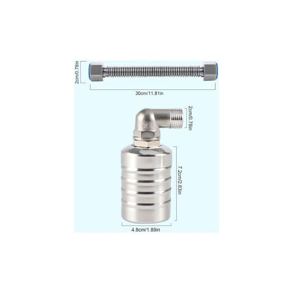 Helautomatisk flottørventil i 304 rustfritt stål, automatisk vannivåregulator for vanntank, mini flottørventil i rustfritt stål (lokk)