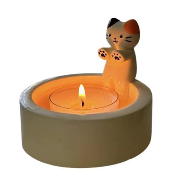 Cartoon Cats Candle Holder High Temperature Resistant Reusable Candle Shelf for Desktop Multicolour Multicolour Multicolour Multicolour
