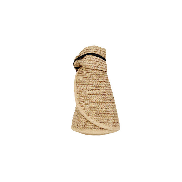 Foldable Straw Sun Hat with Bow Khaki Khaki Khaki