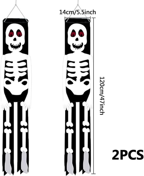 2 store Halloween spøkelsesvindsekker, for utendørs hage, uteplass, plen