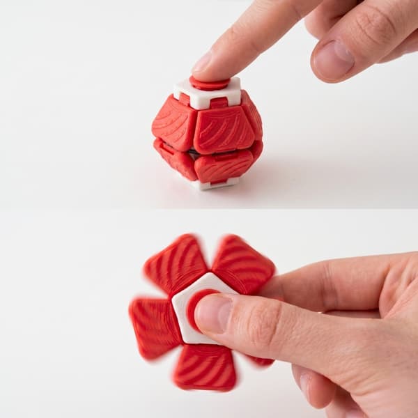 PentaSpin 2-i-1 Fidget Spinner & Taktil Klicker Stresslindring Röd M Röd m