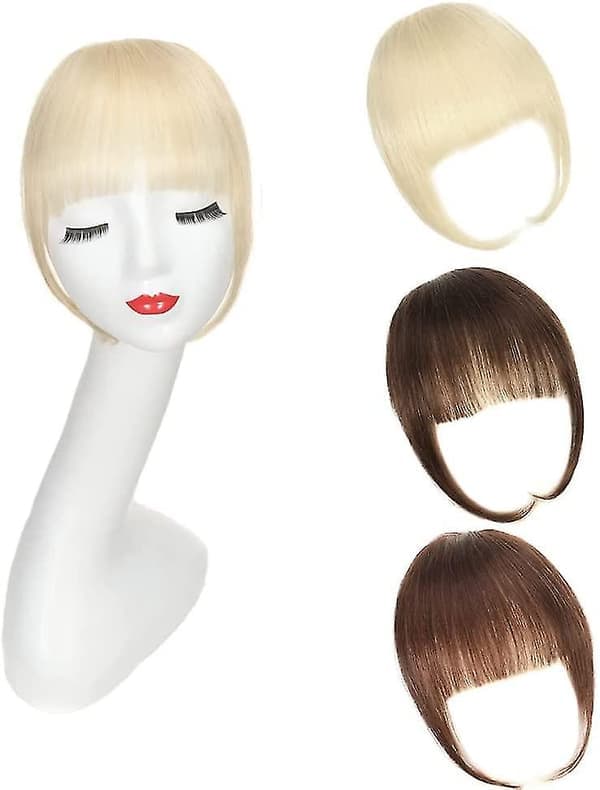 Clip-in lugg med tinningblond 100% ekte hår lugg Clip-on extensions fransk