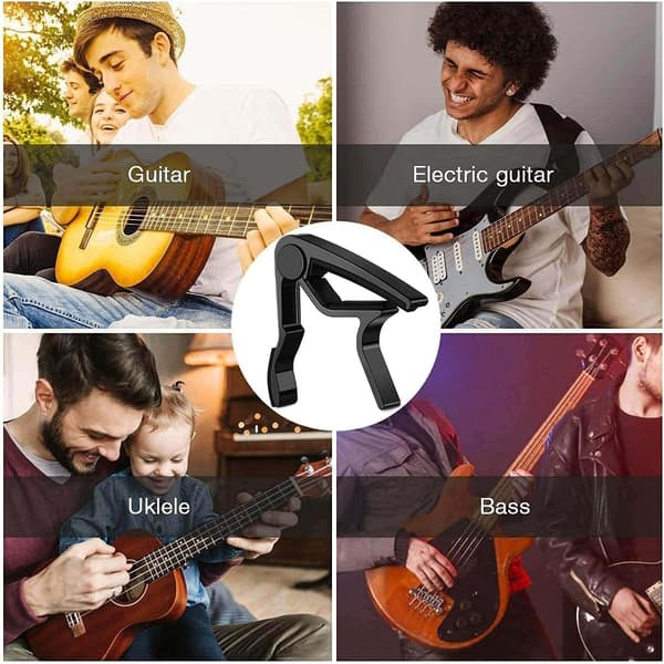 6 Plektrum för akustisk och elgitarr, ukulele, mandolin och banjo Svart