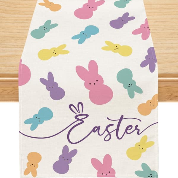 Easter Table Runner, Decorations Colorful Runner for Tables Seasonal Spring Holiday Decor (33 cm x 183 cm)