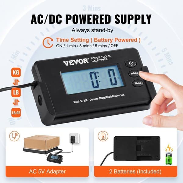 Digital Parcel Scale - Industrial Postal Scale 200 kg Precision 50 g (BT)