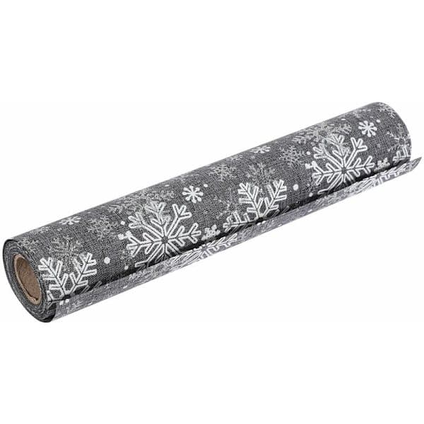 Julebordløper, borddekorasjoner, bordflagg i polyester, duker, festborddekorasjon, snøfnuggmønstrede duker, grå