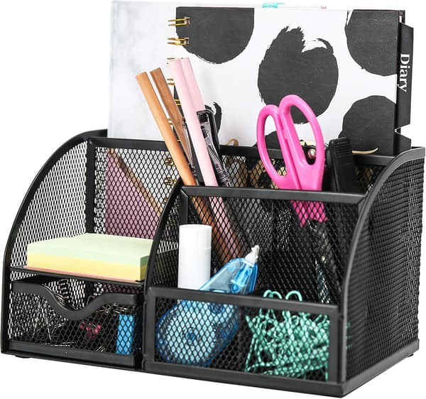 Desktop Organizer/Mesh Desk Storage/Pen Holder/Multifunctional Organizer - Black