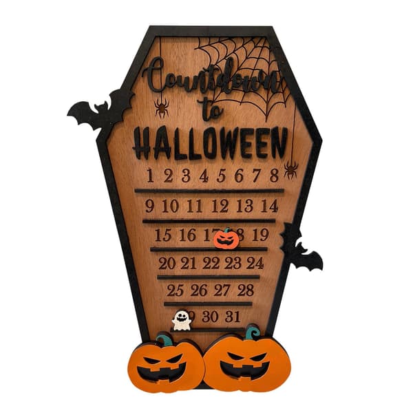 Halloweenkalender nedräkning pumpa fladdermus träprydnad väggdekoration hem vägg trä hängande skylt