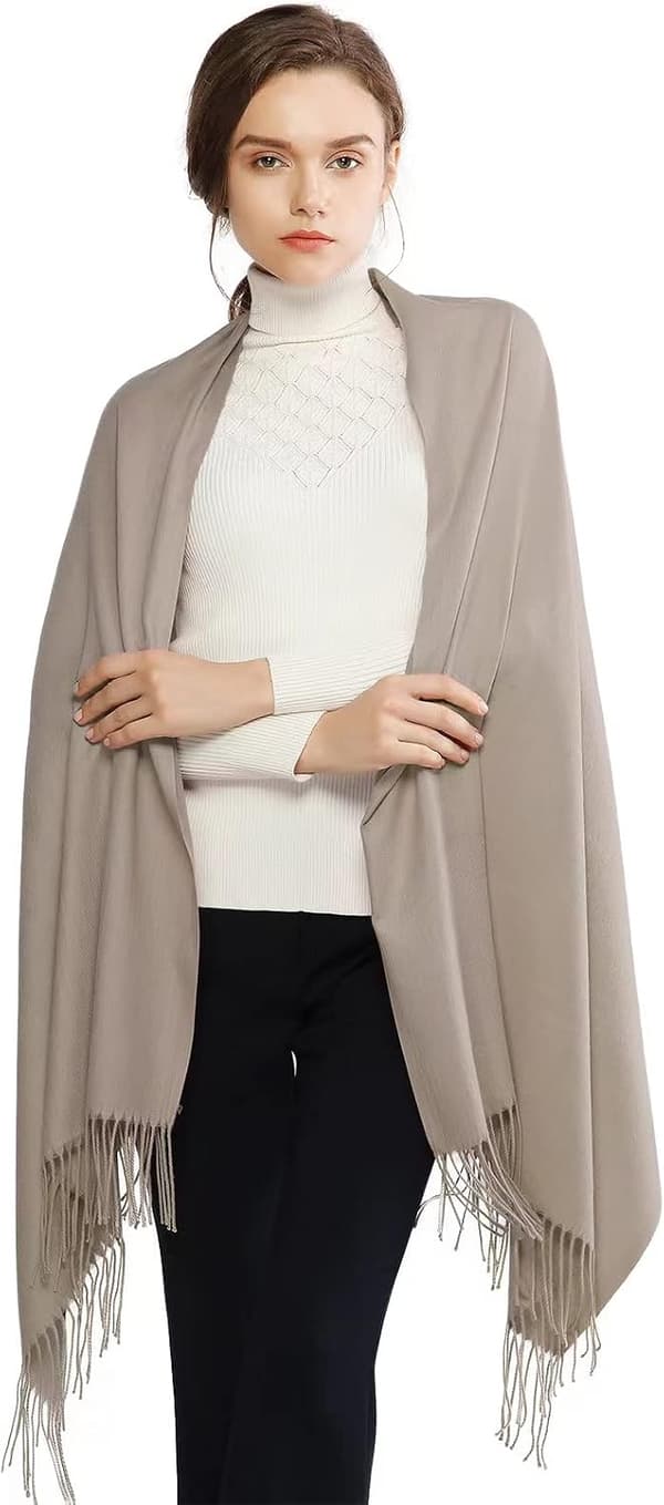 Dame Tørklæder Pashmina Sjaler og Slå-om til Bryllup Tørklæder til Kvinder Vinter Lys Khaki Light Khaki