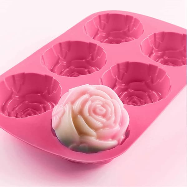 Kageform 3D Genanvendelig 6-rums Non-stick Roseformet Fondantform til Køkkenet