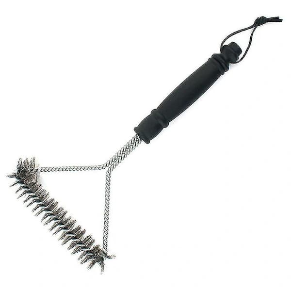BBQ Grillrensebørste Rustfrit stål børster med ergonomisk håndtag til udendørs grill 30 x 17 cm