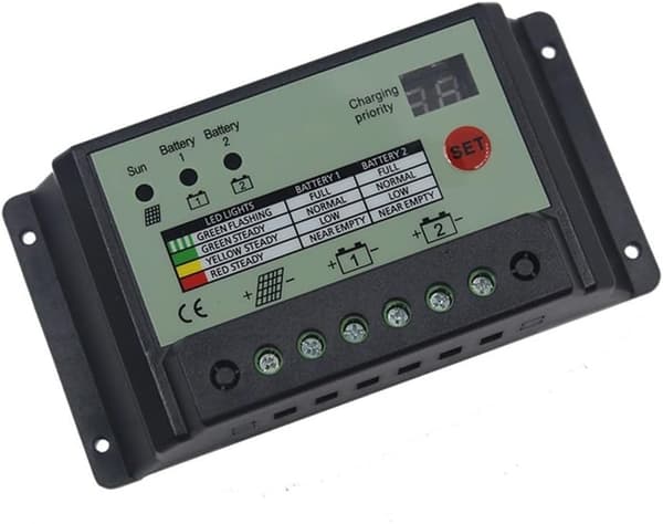 20A batterilading eller batterier dobbel solcellekontroller/regulator for 12V 24V
