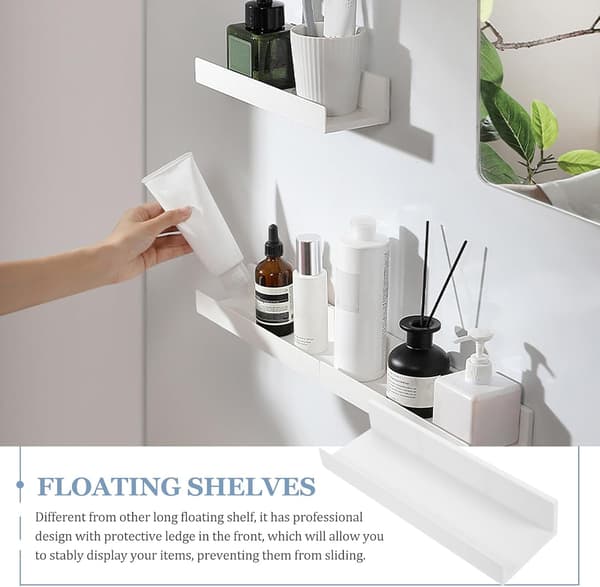 Wall Mounted Picture Ledge Shelf White ABS Rustic Protective Ledge Easy to Install Floating