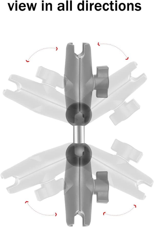 Motorcycle Mount Double Head Ball Adapter 25mm Double Ball Joint Arms Compatible with Double S