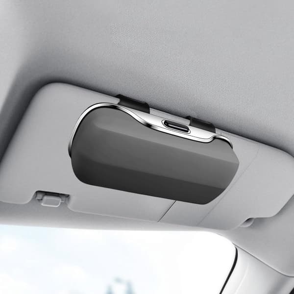 Car Glasses Holder, Visor Clip, ABS Hard Shell, Scratch-Resistant Lining, for Sedans and SUVs, Grey, 18.5 x 6.5 x 8.1 cm
