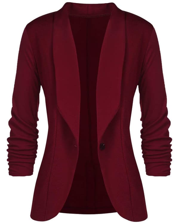 Blazer med jerseykrage, långärmad, slim fit, dammode, kort kavaj