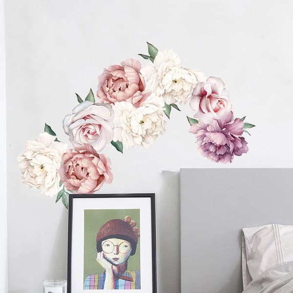 Pion Väggdekor Blommor Väggdekaler, Pioner Ros Blommor