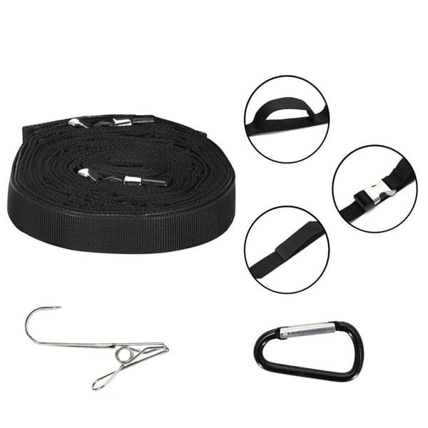 Camping Rope Outdoor Camping Clothesline Storage Strap Tent Rope with D-ring Black