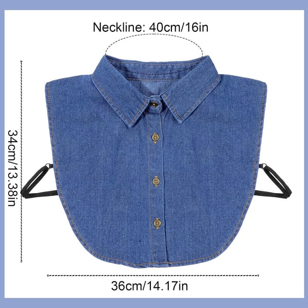 Avtakbar krage i denim, Dickey Half for kvinner