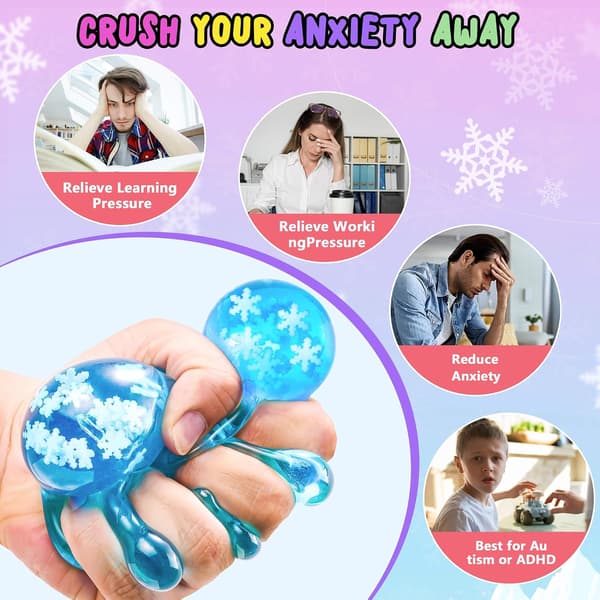 Lysende Snefnug Squishy Stresskube, Sensorisk Fidget-legetøj til autisme og angstlindring, Påskekurvfyld blå blue