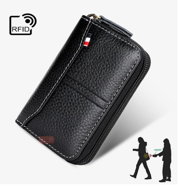 RFID-blocking leather card holder for women