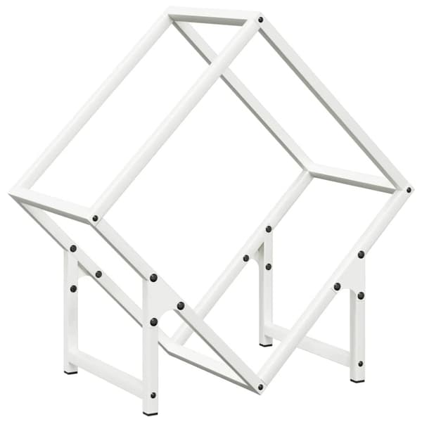 Vedstativ hvit 50x25x50 cm kaldvalset stål Vit
