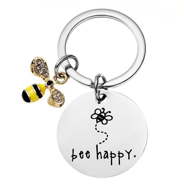 Nyckelring för kvinnor \"Bee Happy\", Present till mamma, moster, dotter, systerdotter, vänner