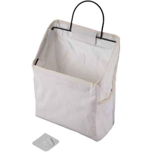 Wall Mounted Storage Bag Portable Organizer Books Journal Diary Container Decor Pocket Organizer Iron Grid Storage with Hook White B