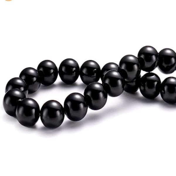 Natural Black Onyx Gemstone Beads Round Loose Beads