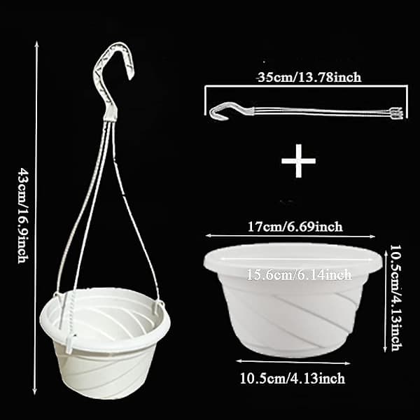 4-pack hängande planteringskorg inomhus/utomhus hängande blomma (VIT)