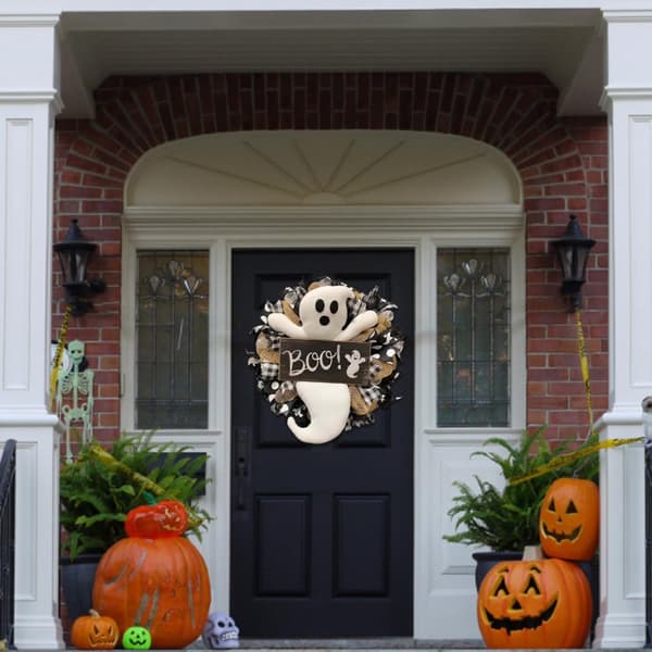 1 stk høstkrans, Halloween spøkelseskrans høst Boo krans med Cu