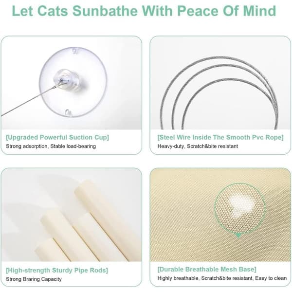 Window Mounted Cat Bed, Easy to Clean and Install Cat Shelf for Year-Round Use, Removable Fabric Mat and Durable Design Provide a Comfortable