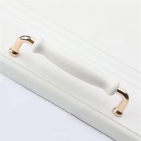 Ceramic Cabinet Handles, 2-pack Gold, 128mm/4\", Drawer Handles for Kitchen & Shoe Cabinets