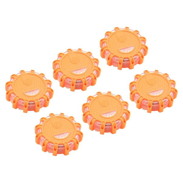 6PCS 12V LED Warning Light Waterproof Dustproof High Brightness Home Car Field Emergency Lighting Orange with Dots