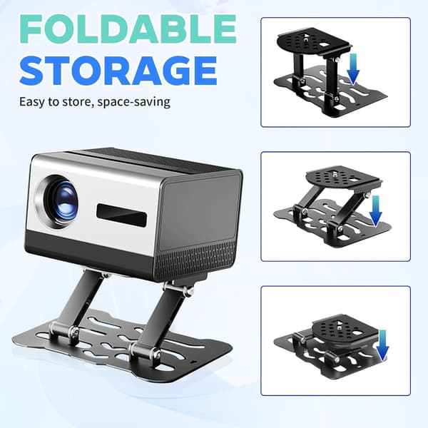 Projector Mount, Universal Adjustable 180° Foldable Metal Projector Bracket for Ceiling, Easy to Install, Up to 10 kg