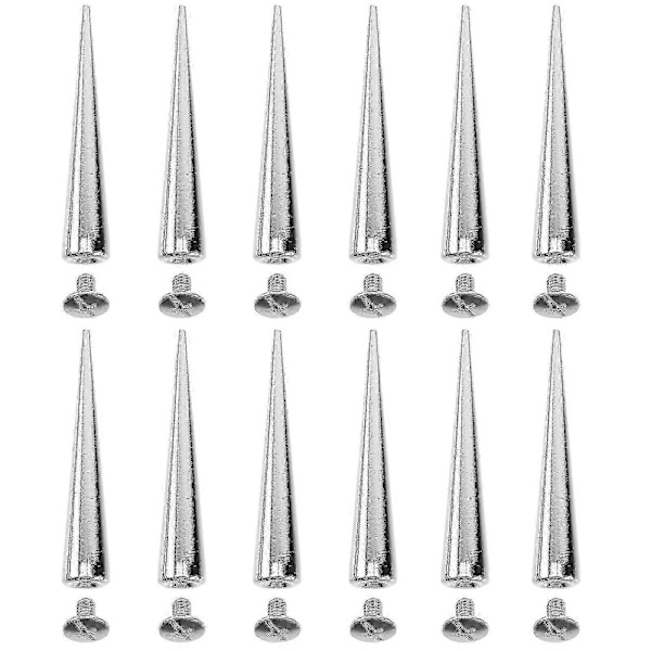 10 pcs Solid Punk Bullet Large Spikes Metal Leather Rivets Diy Silver Cone Studs