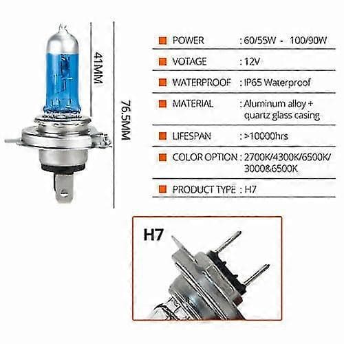 10x H7 100w 8500k Xenon Hvite frontlyspærer med HID-effekt 12v Billamper