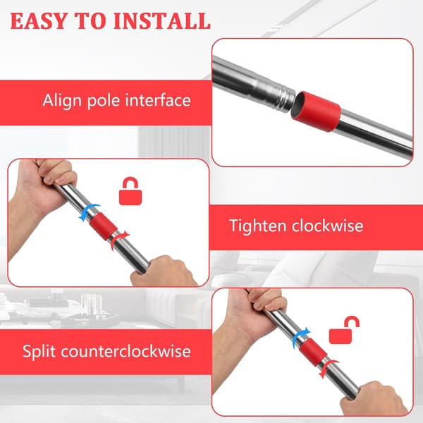 Replacement Mop Handle Compatible with Vileda Spin Mop Accessories, 147 cm Long Stainless Steel Mop Handle for Most Mop Heads 1x Mop Handle