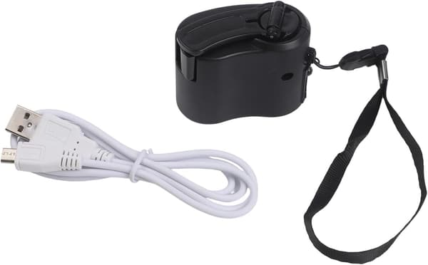 USB håndsvingoplader Generator Backup og data telefonopladning bærbar med strømkabel, egnet mobil (sort) sort Black