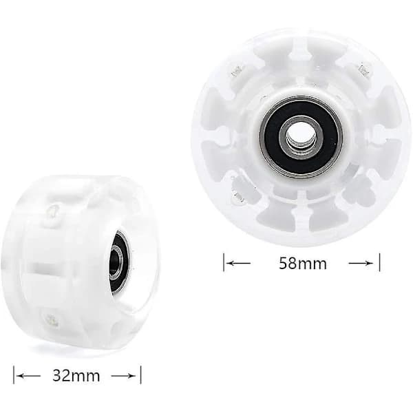 (pow yeah!) LED Luminous Roller Skate Wheels With Bearings 4-Pack Cool Luminous Skate Wheels For Double Row Skates 32mm X 58mm-mxbc