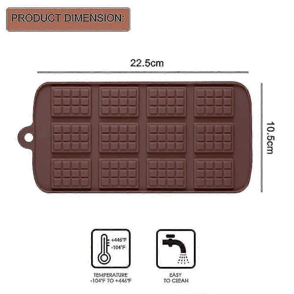Silikoneforme til chokolade og vafler, 12 hulrum, BPA-fri, genanvendelige