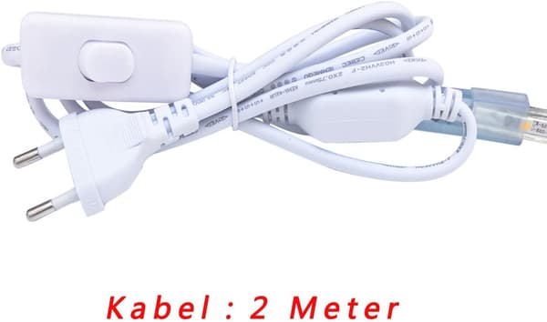 Varmvit - 2M LED-stripe, superlys 220v LED-stripe med bryter