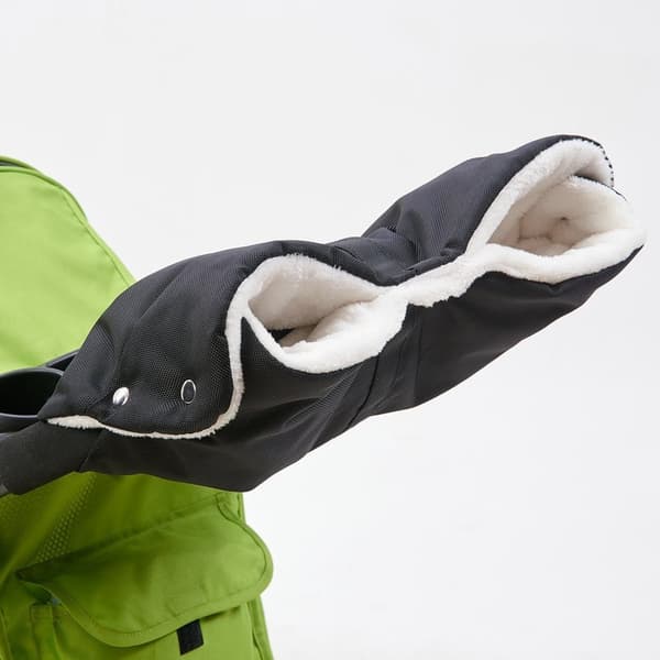 Stroller Gloves (Black) - Warm, Windproof, and Cold-Resistant Fleece-Lined Handlebar Mittens for Winter