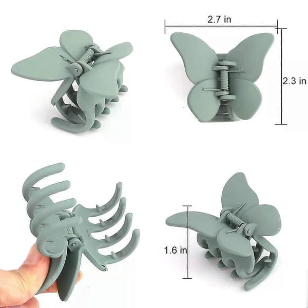 4 stk. Håraccessories med sommerfugle, 2,7\" hårklemmer, mat medium, til kvinder
