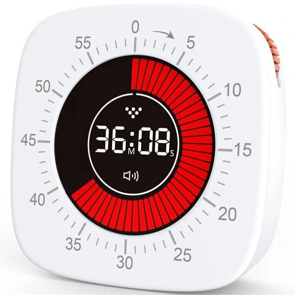 Visuel timer til børn, digital timer med 60-minutters nedtælling, lydløs skrivebordstimer til
