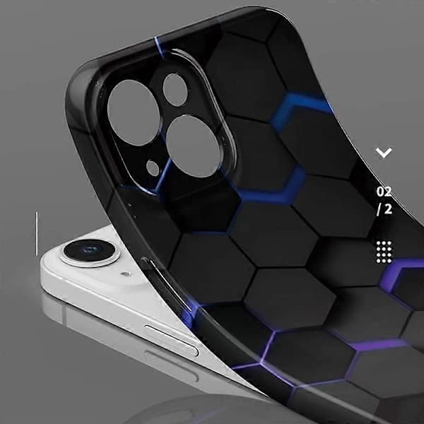 Støtsikkert mobilskall for iPhone 15, hardt PC-skall med bikakemønster